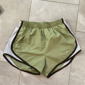 Olive a green Nike running shorts